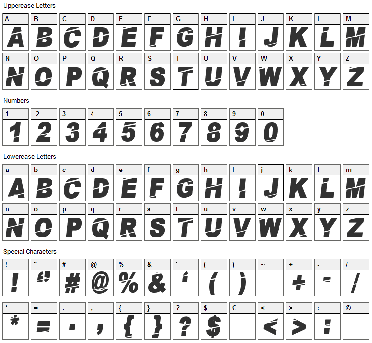 Payback Font Character Map