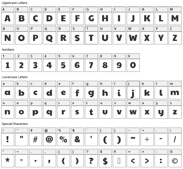 Paytone One Font Character Map