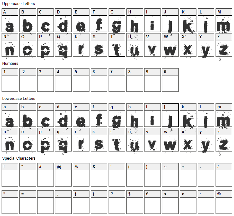 Pee on face Font Character Map