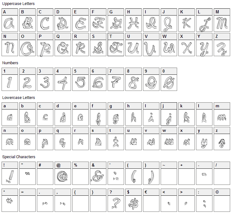 Pee Pants Script Font Character Map