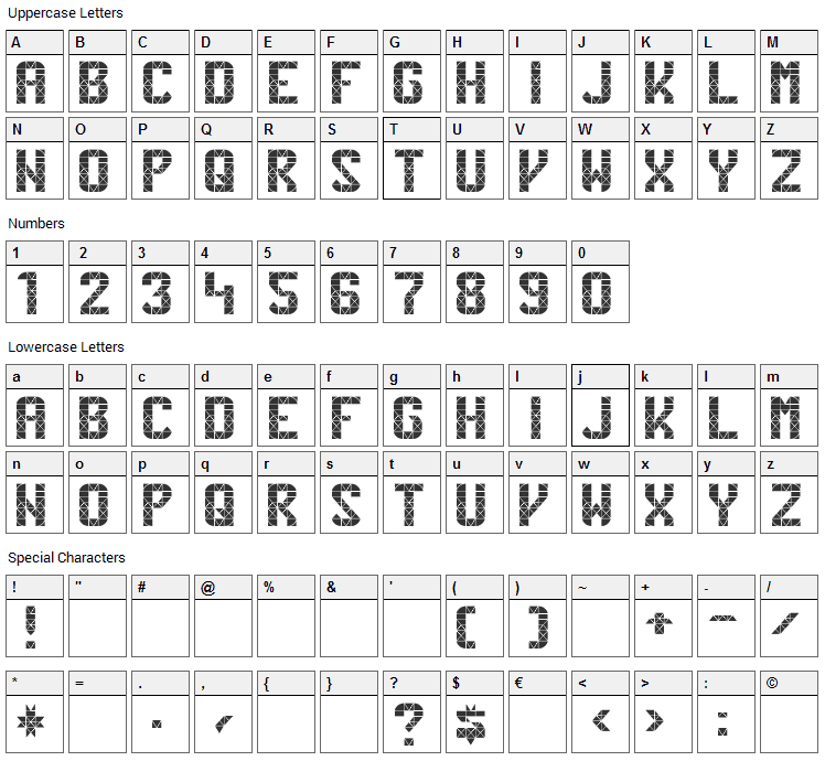 Penn Station Font Character Map