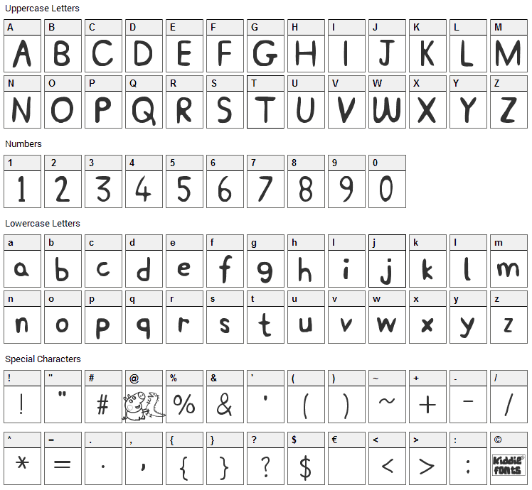 Peppa Pig Font Character Map