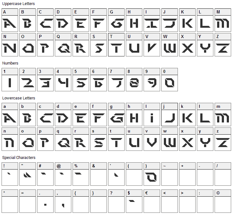 Perfect Dark Font Character Map