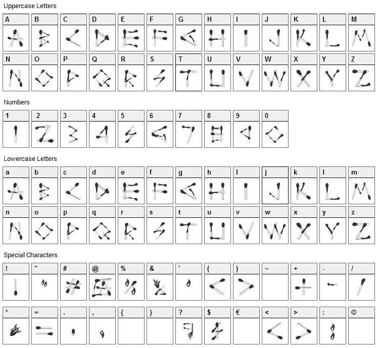 Perfect Match Font Character Map