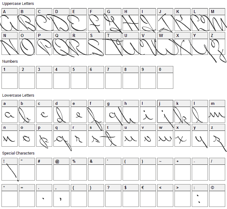 Perhaps Love Font Character Map