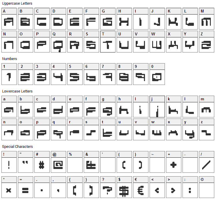 Personal Computer Font Character Map