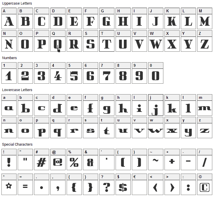 Peter Obscure Font Character Map