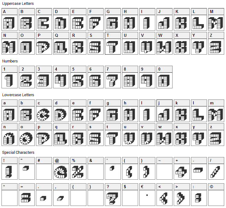 Pez Font Character Map