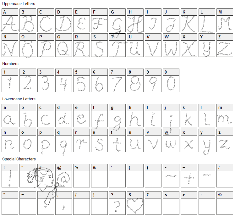 Pffft Font Character Map