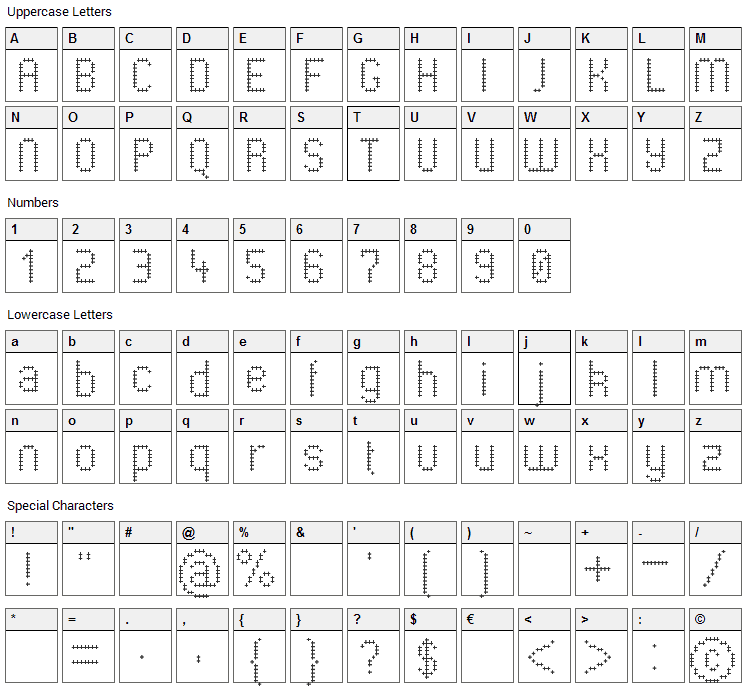 Pharma Care Font Character Map