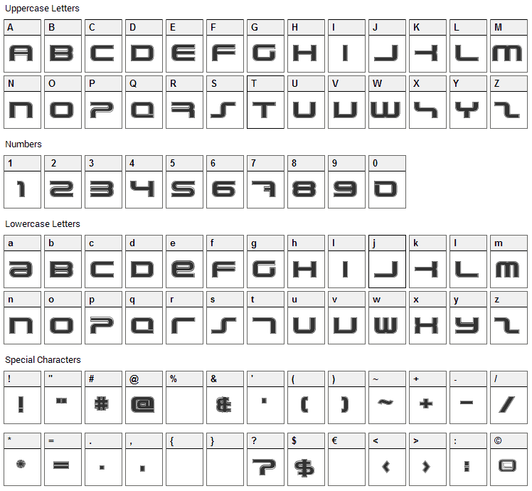 PhatBoy Slim College Font Character Map