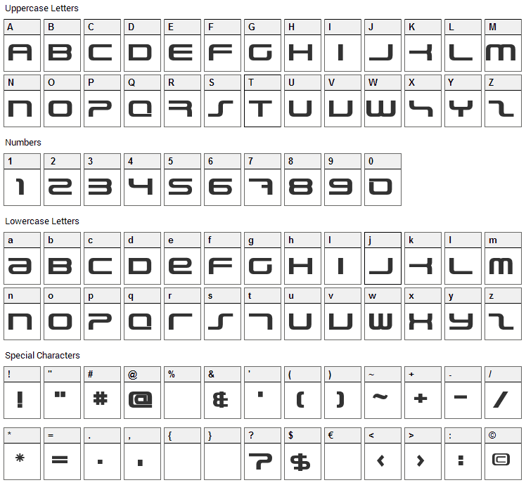 PhatBoy Slim Font Character Map