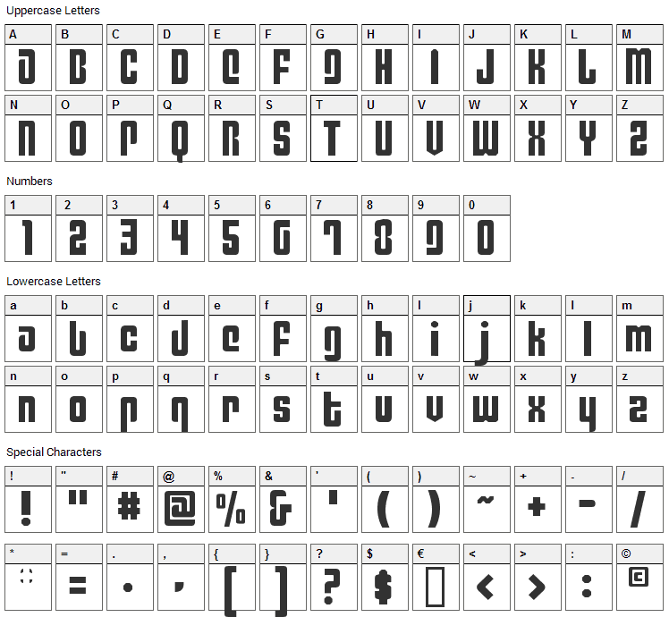 Philadelphia Font Character Map