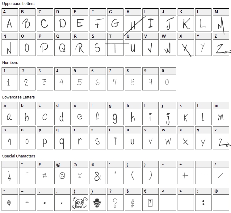 Philomene & Ephrem Font Character Map
