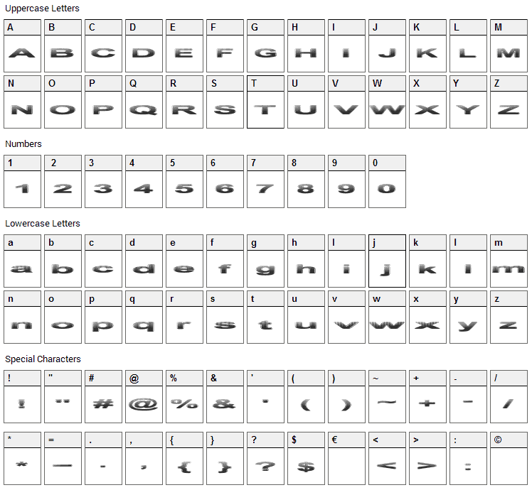 Philtered Phont Font Character Map