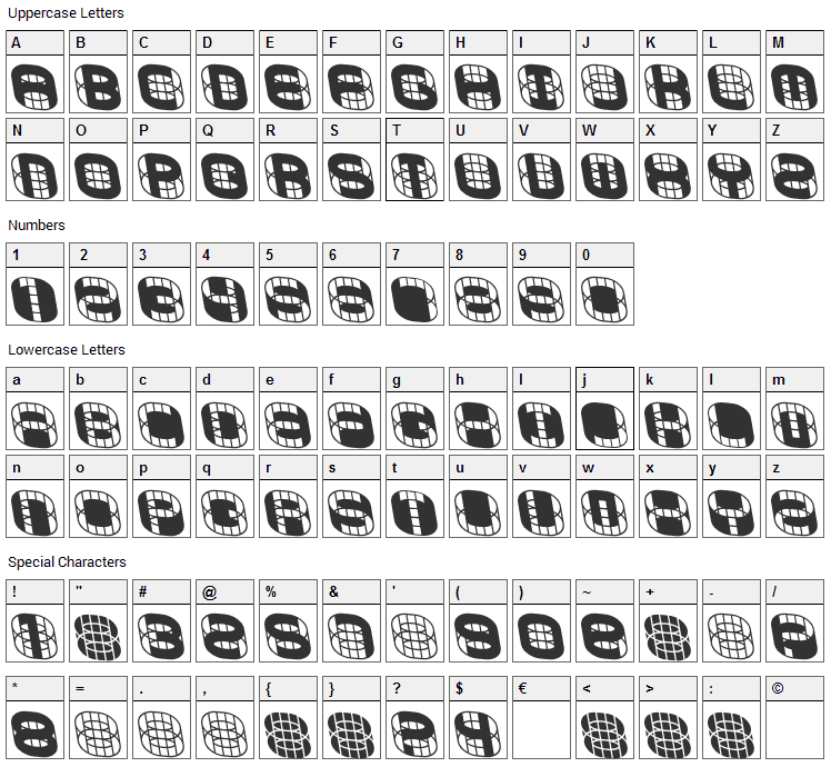 Phonie Font Character Map