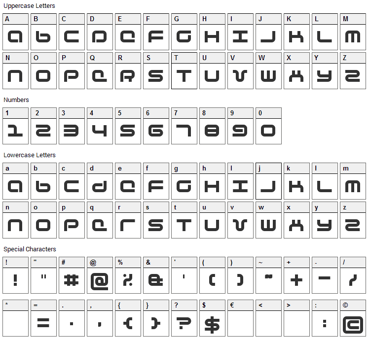 Phutura Font Character Map