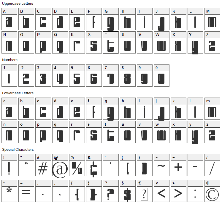 PHuture Font Character Map