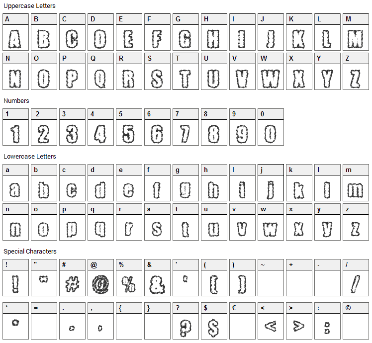 Pinniepoker Font Character Map