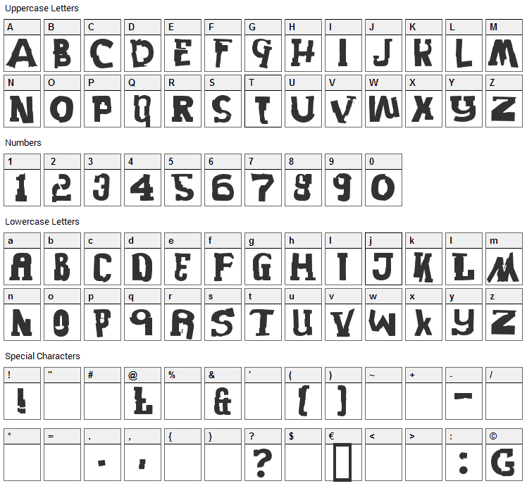 Pirates FF Font Character Map