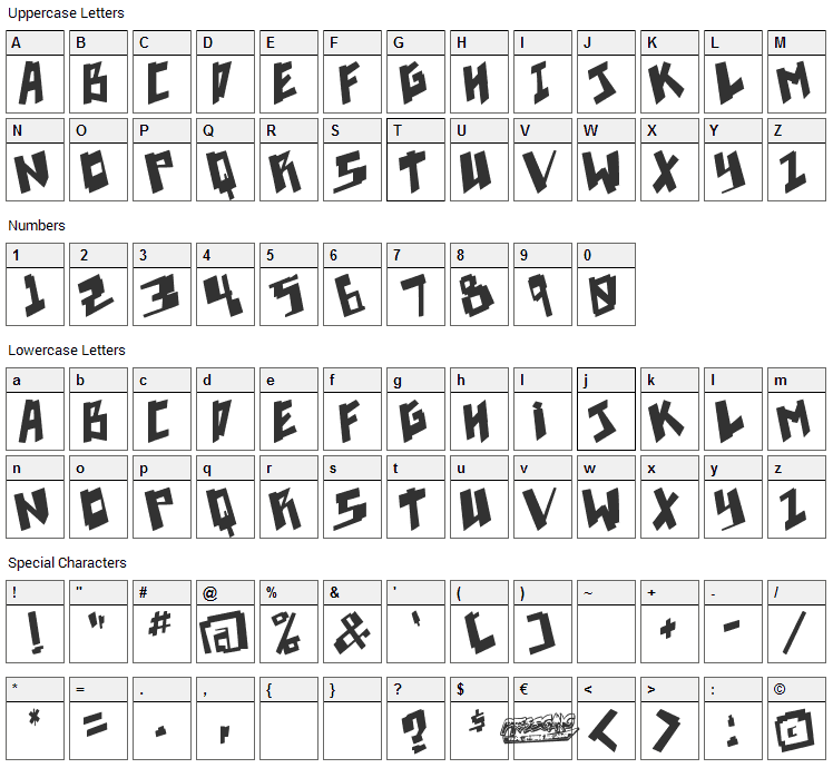 Pixelpunk Font Character Map