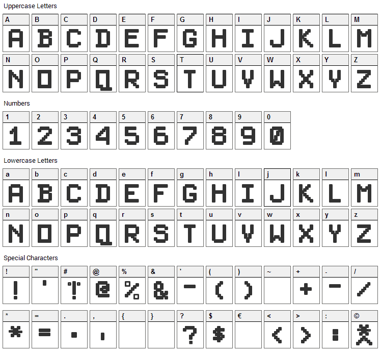 PixelSplitter Font Character Map