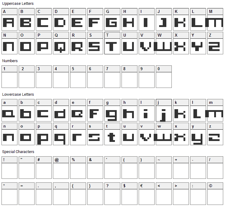 PIXleft_5 Font Character Map