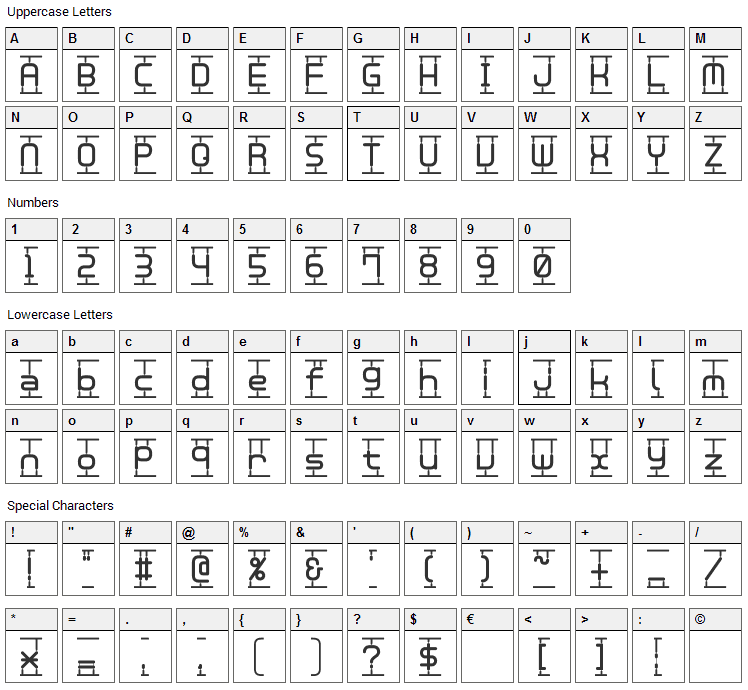 Plamo Font Character Map