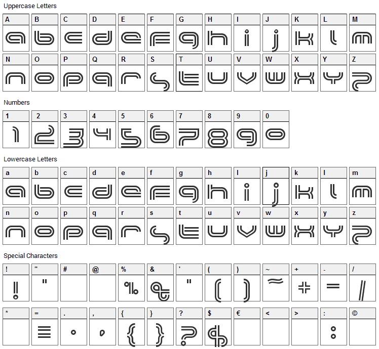 Planet Tricolore Font Character Map