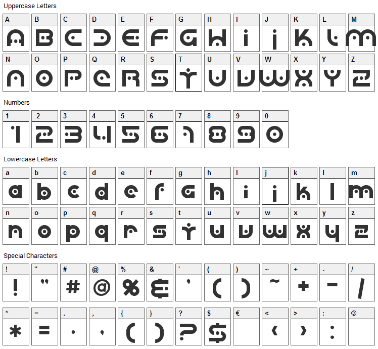 Planetary Orbiter Font Character Map