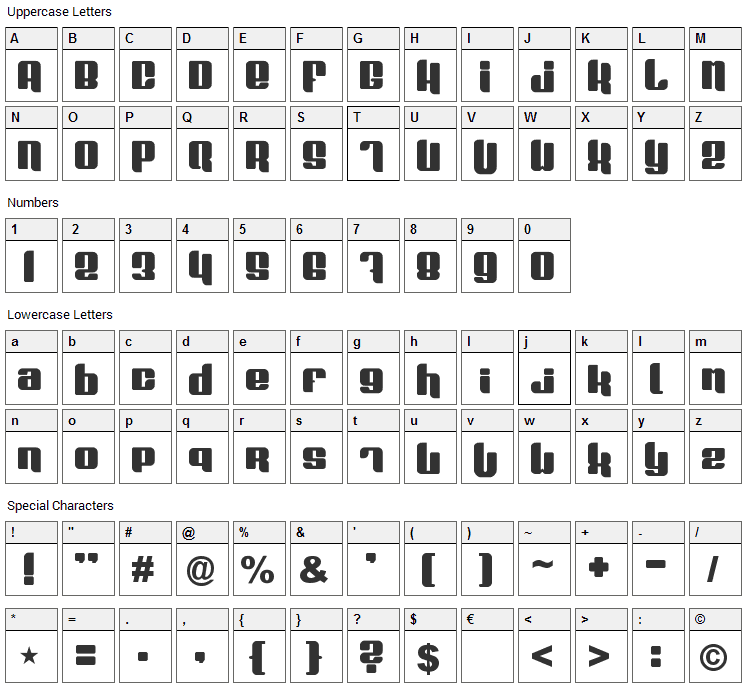 Plasmafuzion Font Character Map