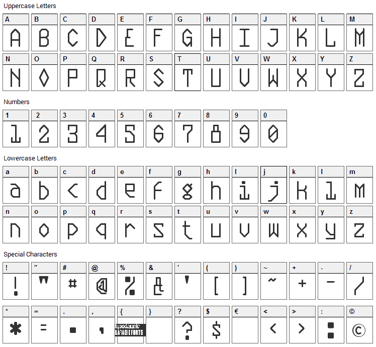 Plasmatic Font Character Map