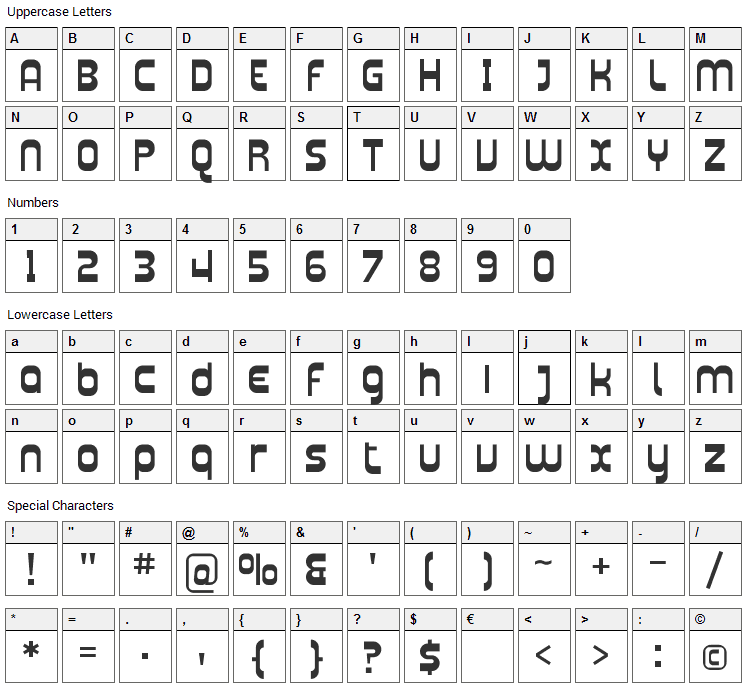 Plasmatica Font Character Map