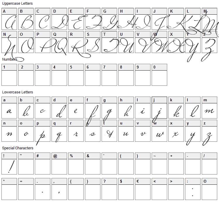 Plaster of Paris Font Character Map