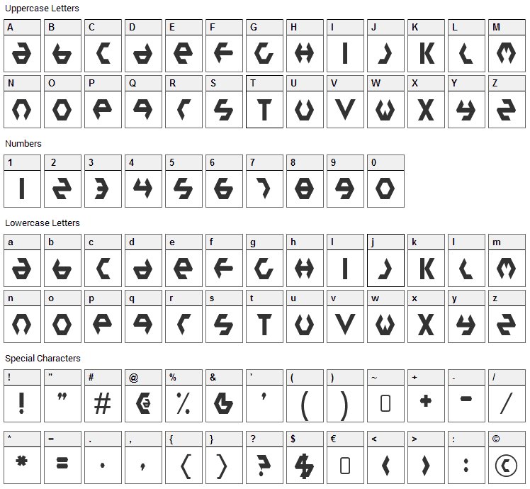 Plastic Bag Font Character Map