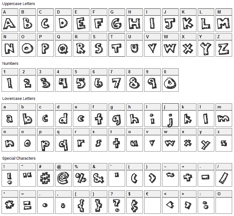 Plastic Font Character Map