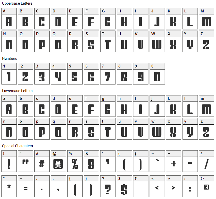 Plastic No Font Character Map