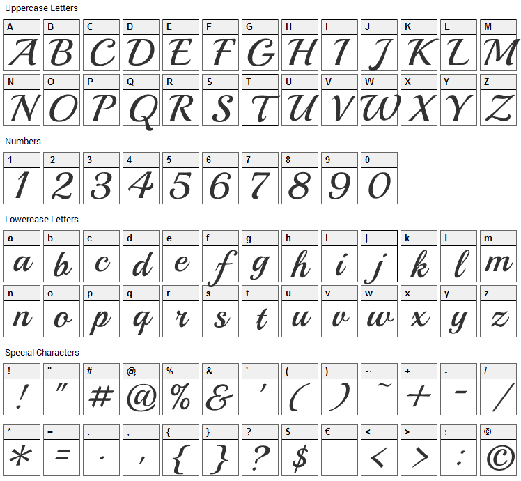 Playball Font Character Map