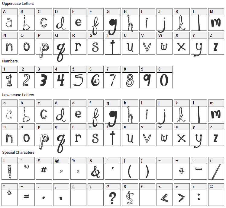 Please Show Me Love Font Character Map