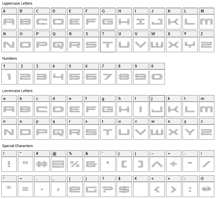 Pocket Ball Font Character Map