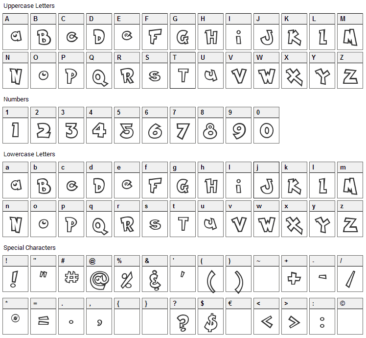 Pocket Monsters Font Character Map