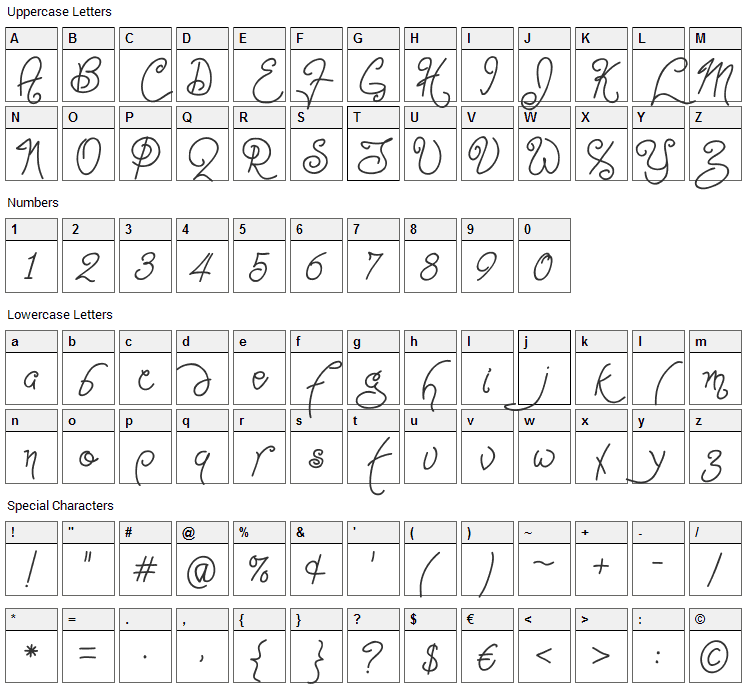 Point-Dexter Font Character Map