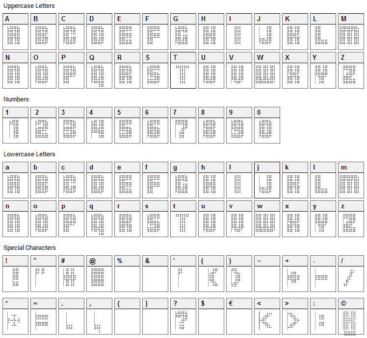 Pointer Sisters Font Character Map