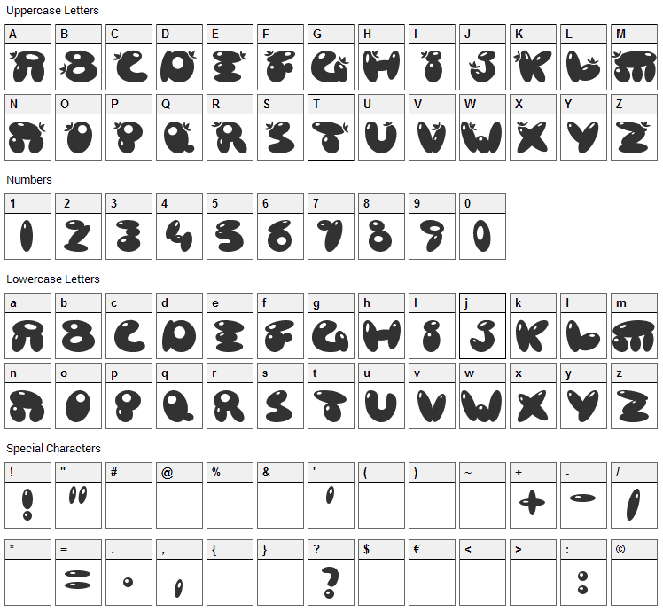 Poison Berries Font Character Map