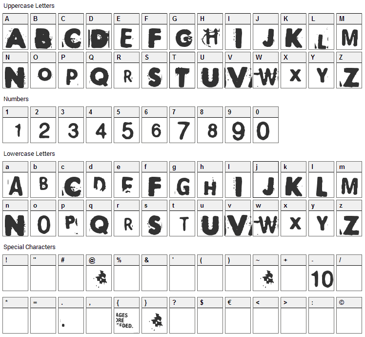 Polaroid 22 Font Character Map