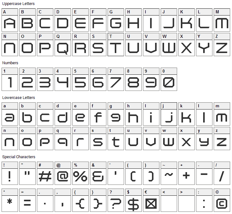 Polentical Neon Font Character Map