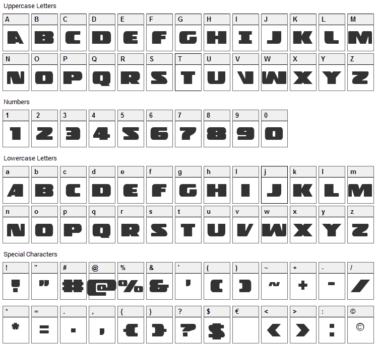 Police Cruiser Font Character Map
