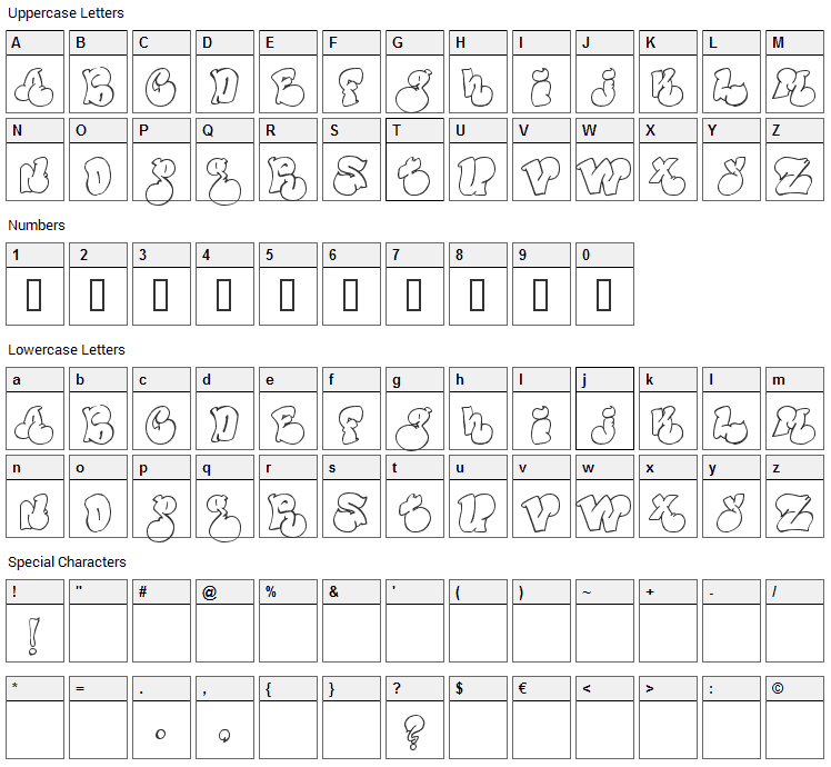 Political Graft Font Character Map