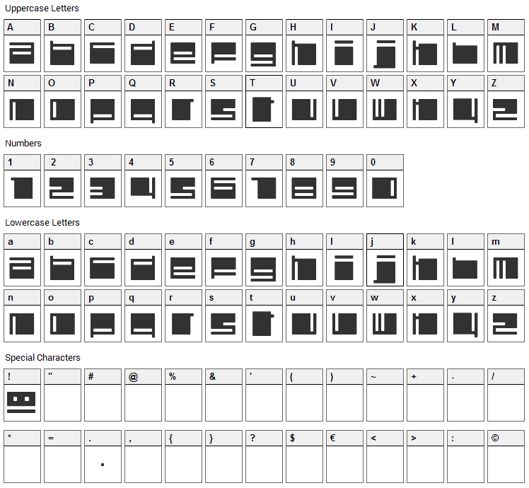 Polydiscous Font Character Map