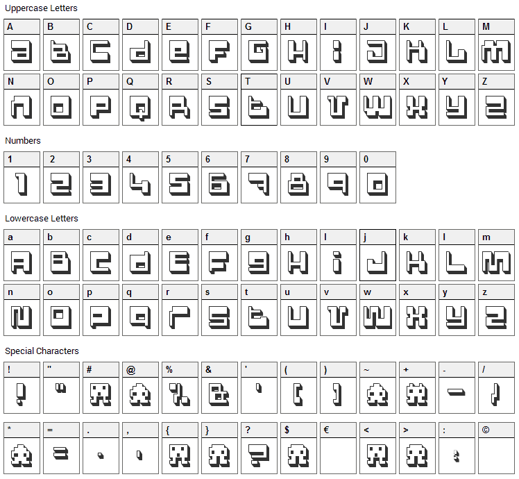 Polygon Power Font Character Map